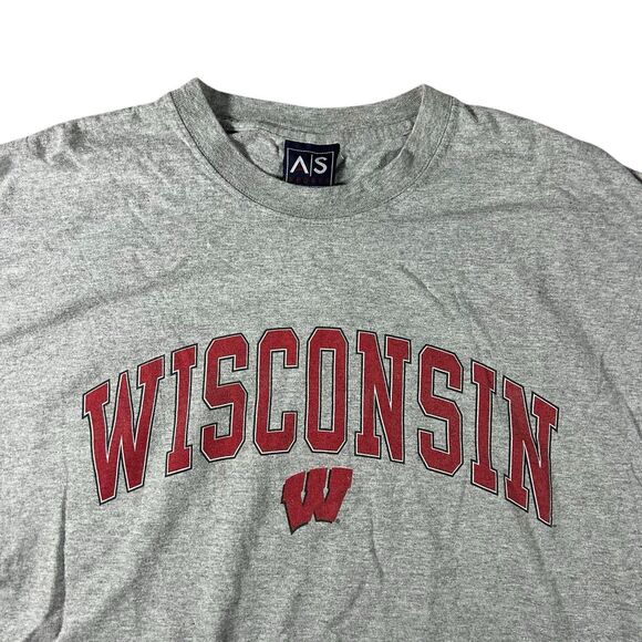 Vintage Wisconsin Badgers Graphic Shirt Mens XXL Spell Out Gray University Y2K - Picture 1 of 8